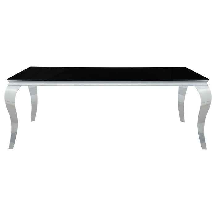 Carone 5-piece 81-inch Rectangular Black Glass Dining Set Blue