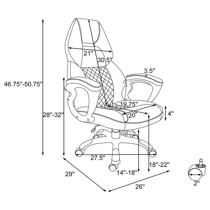 Bruce Upholstered Adjustable Home Office Desk Chair White