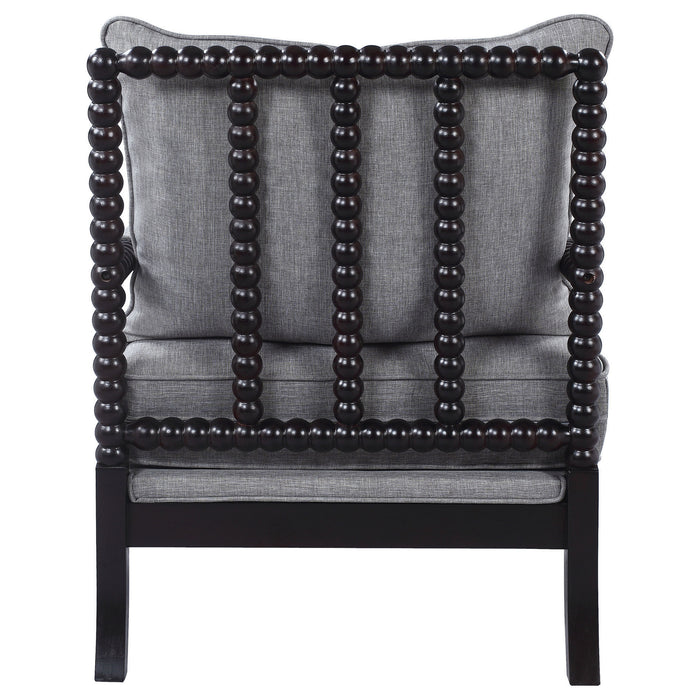 Blanchett Upholstered Bobbin Accent Chair Grey and Cappuccino