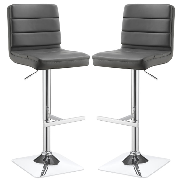 Bianca Upholstered Adjustable Bar Stool Grey (Set of 2)