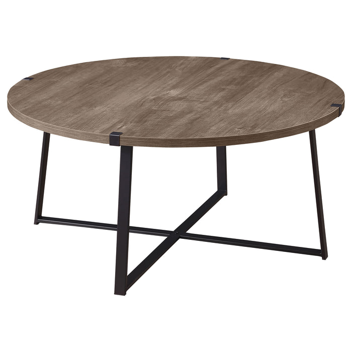 Marcus 2-piece Round Coffee and End Table Set Light Brown