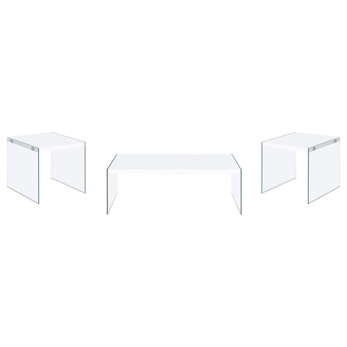 Opal 3-piece Coffee and End Table Set White High Gloss