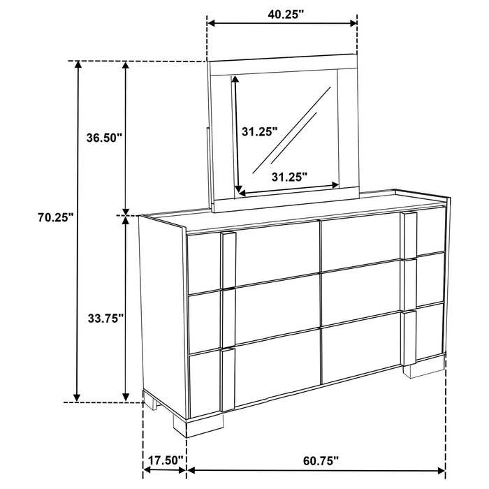 Hyland 6-drawer Dresser with Mirror Natural