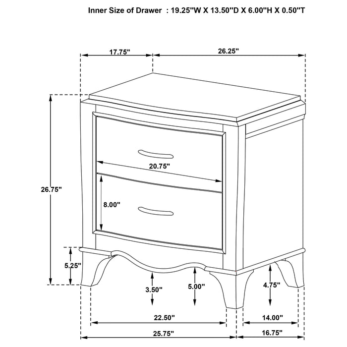 Revello 2-drawer Nightstand Bedside Table Washed Mango