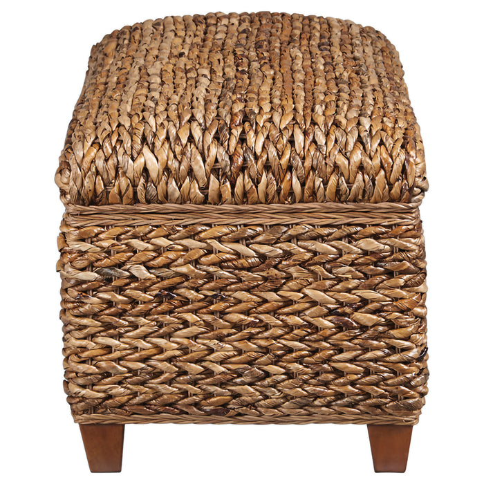 Laughton Hand-Woven Banana Leaf Storage Bench Amber