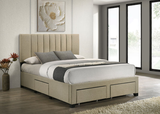Wheatland 4-drawer Upholstered Full Storage Bed Light Brown