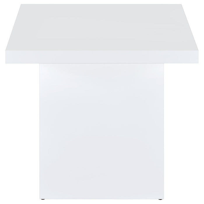 Devar Square Engineered Wood Side End Table White High Gloss