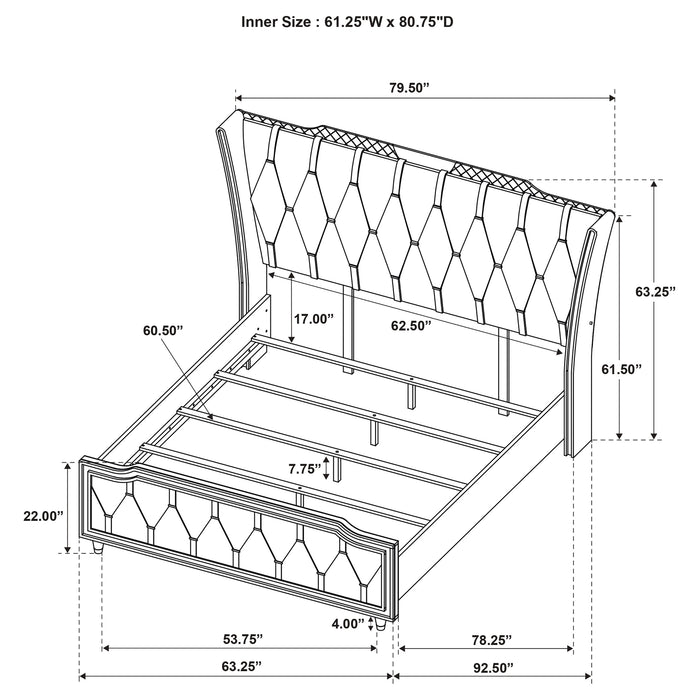 Lorient 4-piece Queen Bedroom Set Ivory and Camel