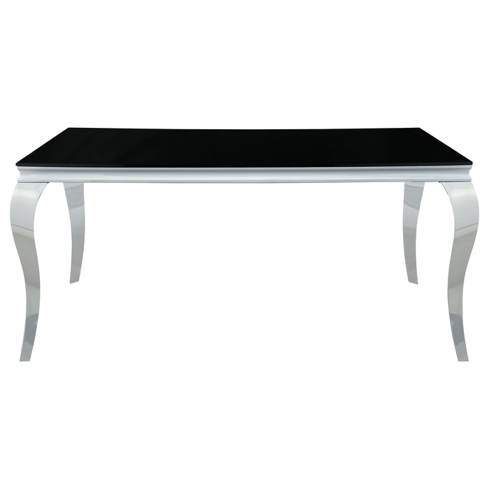 Carone 5-piece 61-inch Rectangular Black Glass Dining Set Blue