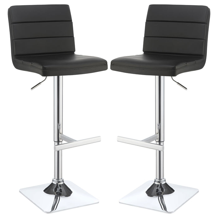 Bianca Upholstered Adjustable Bar Stool Black (Set of 2)