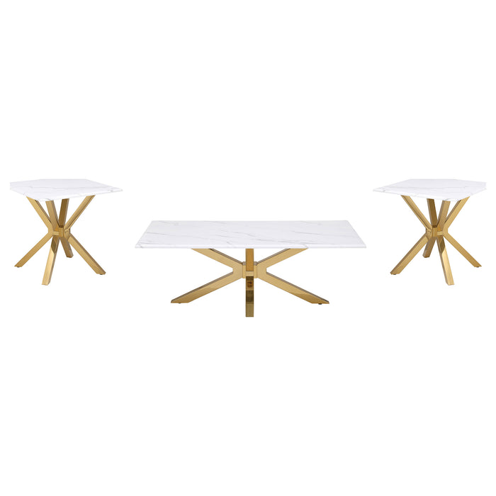 Visalia 3-piece Faux Marble Coffee and End Table Set White