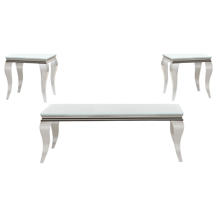 Carone 3-piece Glass Top Coffee and End Table Set White