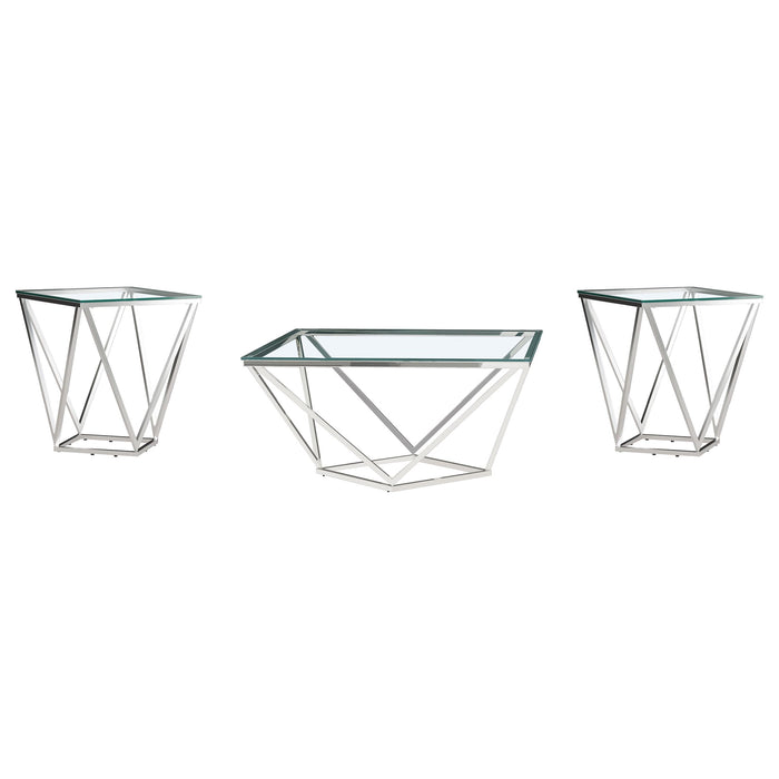 Brittania 3-piece Square Coffee and End Table Set Nickel