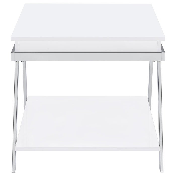 Marcia 2-piece Coffee and End Table Set White High Gloss