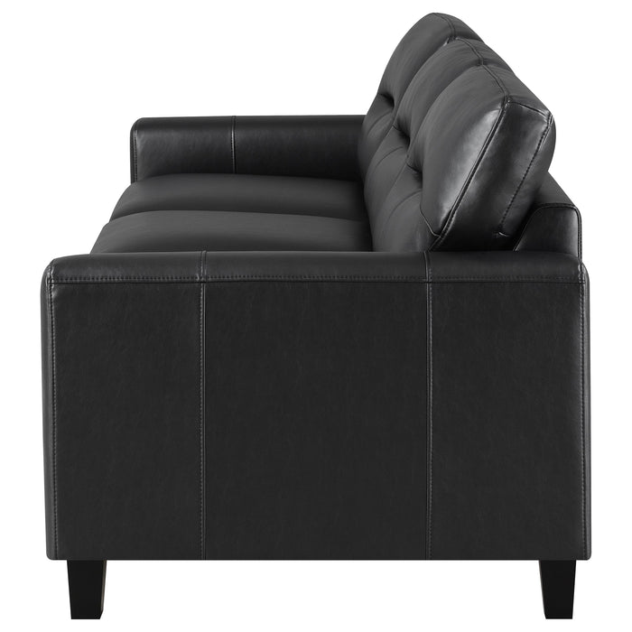 Scotland Faux Leather Upholstered Track Arm Sofa Black