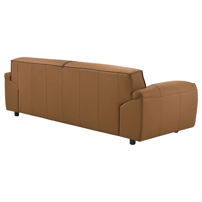 Buxton Top Grain Leather Upholstered Sofa Orange