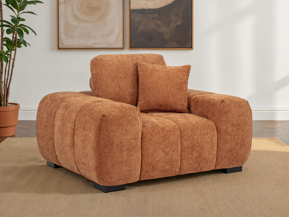 Octavia Fabric Upholstered Track Arm Accent Chair Orange