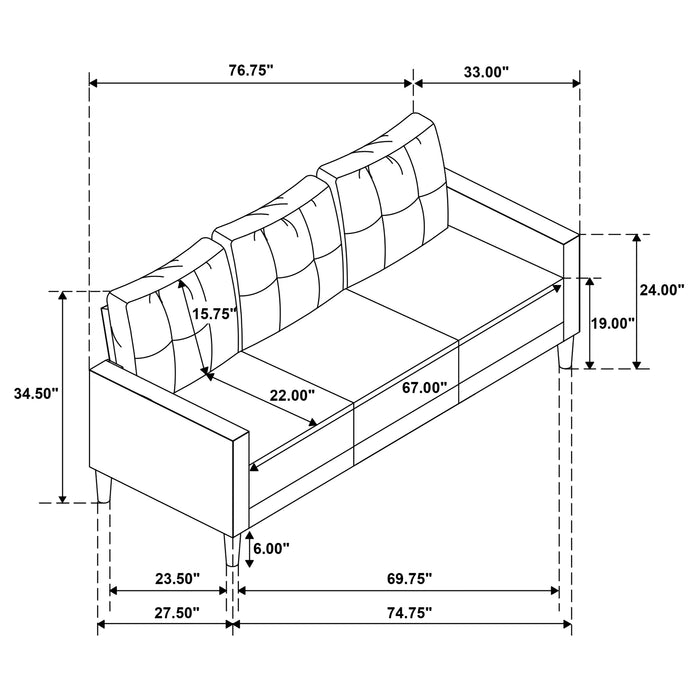 Bowen II Fabric Upholstered Track Arm Sofa Steel Grey