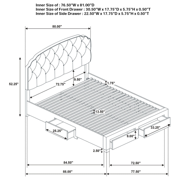 Marianna 4-drawer Upholstered Eastern King Storage Bed Cream